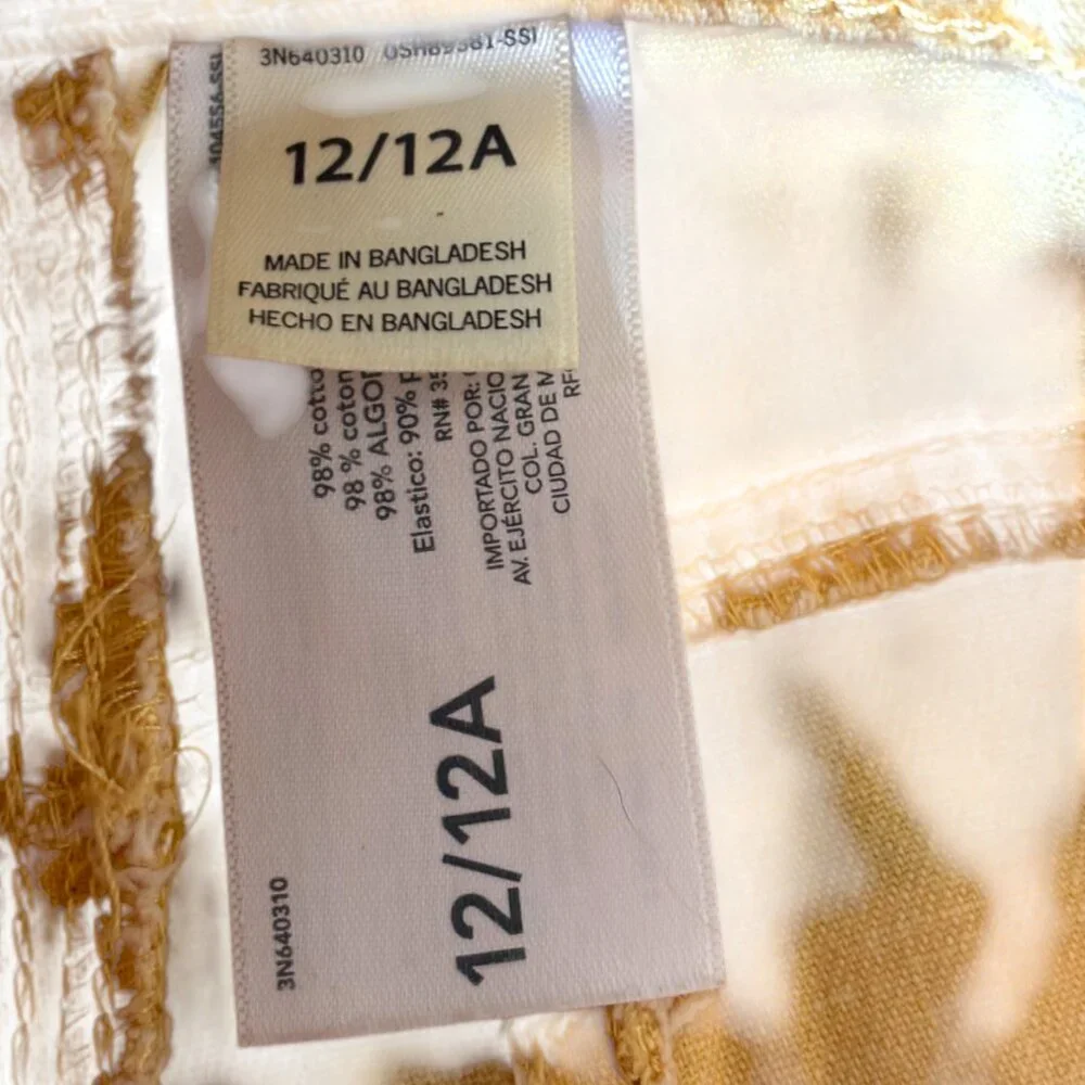 Oshkosh‎ B'Gosh girl's Cut Off Jean Shorts Size 12 Yellow Adjustable Waist